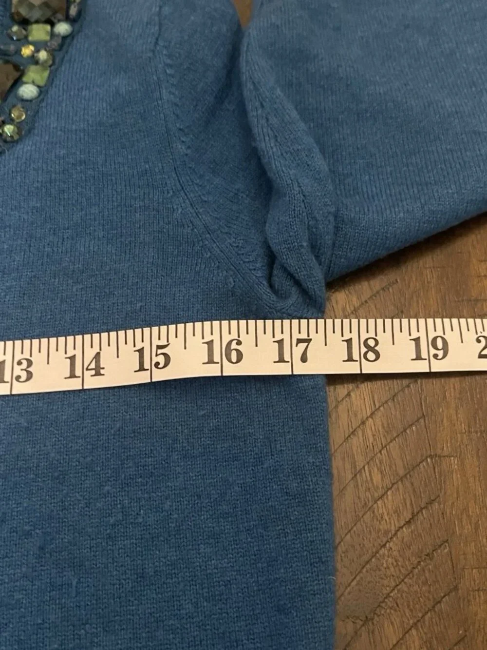 Kate Spade NY Kati City Lights Jeweled Teal Sweater Wool/Cashmere Blend SZ Small